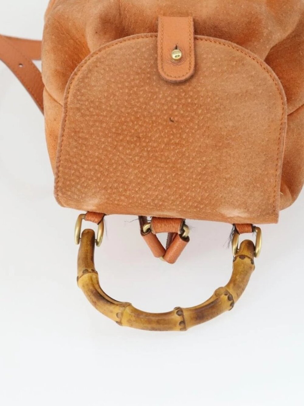 GUCCI Bamboo Backpack Suede Orange Gold Auth 169373 - Picture 6 of 15